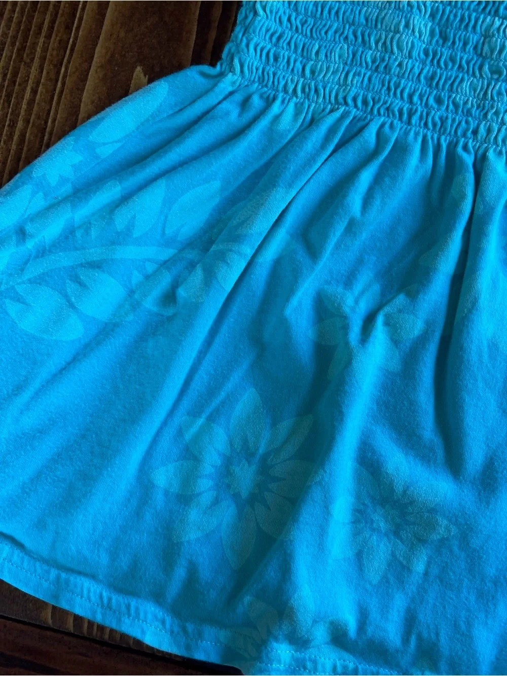 Baby Gap Toddler Girls 4 Years Aqua Blue Smocked Floral Sleeveless Tank Top